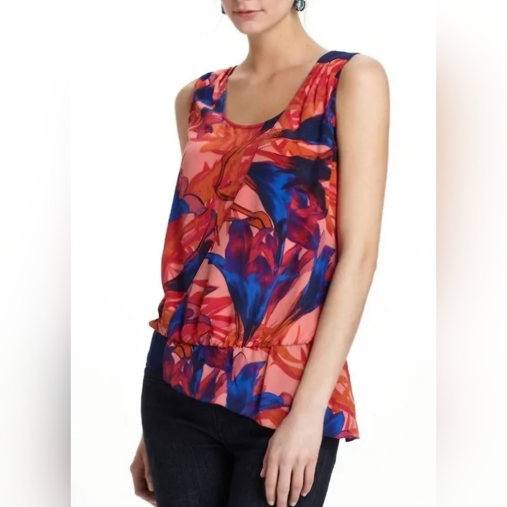 3/$25 Anthropologie Leifsdottir 100% Silk Sleeveless Asymmetrical Blouse Size 6